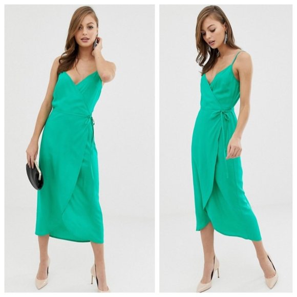 green cami midi dress